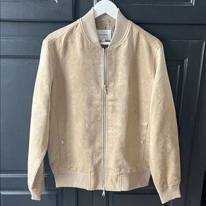 Banana Republic Tan Medium Vegan Suede Bomber Jacket New With Tags